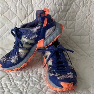 Adidas Blue and Pink Mesh Salmon Trim Sneakers